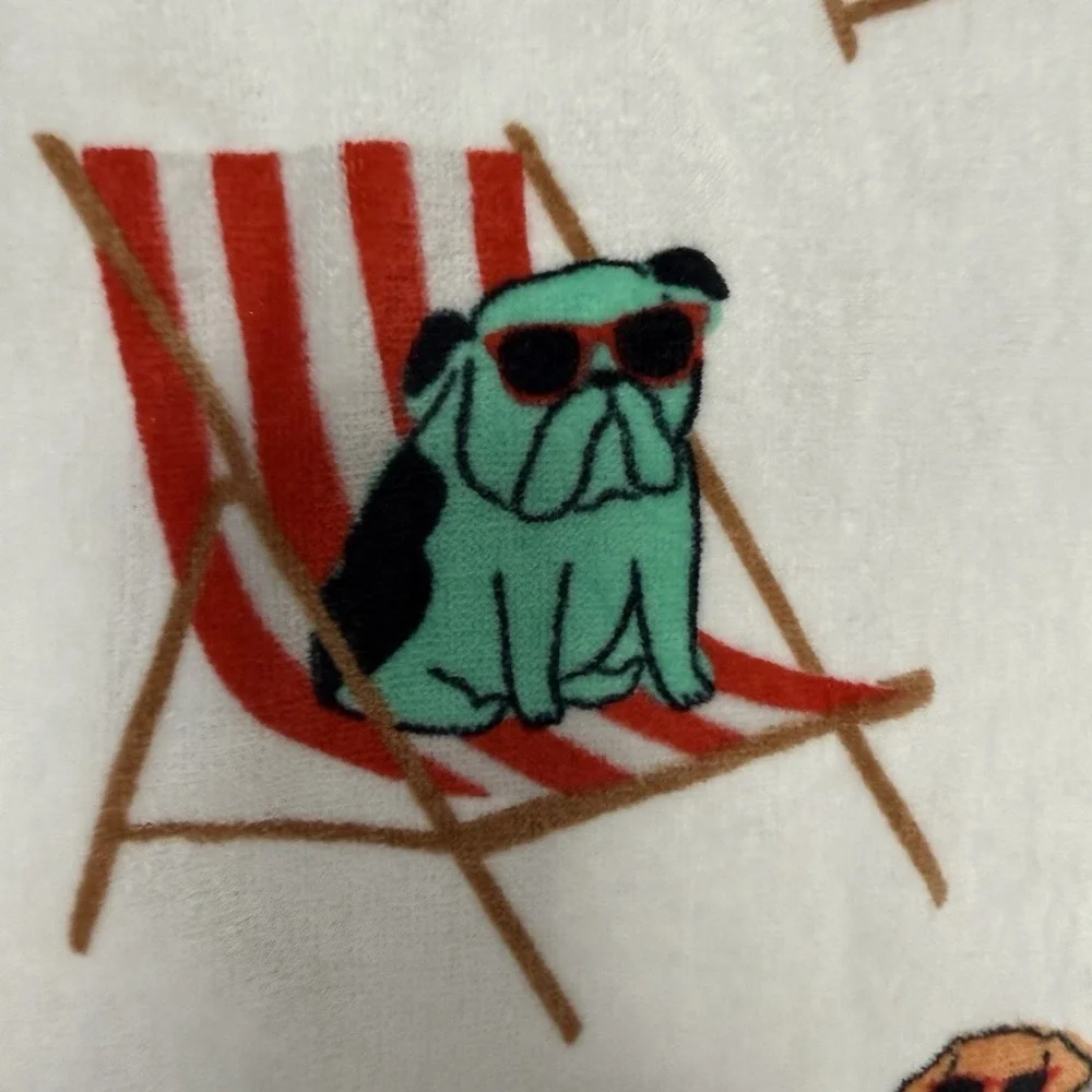 NEW Deborah Connolly Beach Towel DOGS ON CHAIRS 36 x 68 Eco Friendly Dog Print